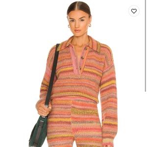 Something Navy XS Striped Polo Sweater